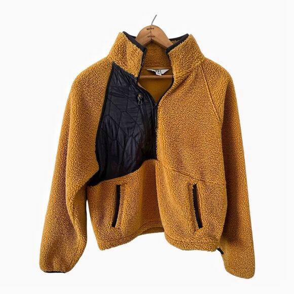 JoyLab 1/2 Zip Gold Sherpa Pullover Size Medium - Picture 1 of 5